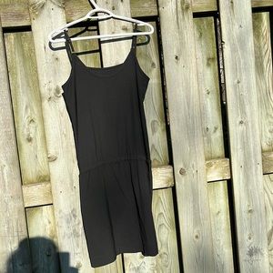 100% wool, made in Canada, black Singlet dress - low waist band, with pockets